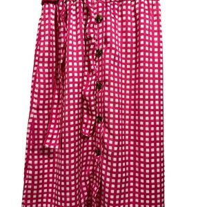 Ann Taylor Pink and White Gingham Button-Front Skirt
